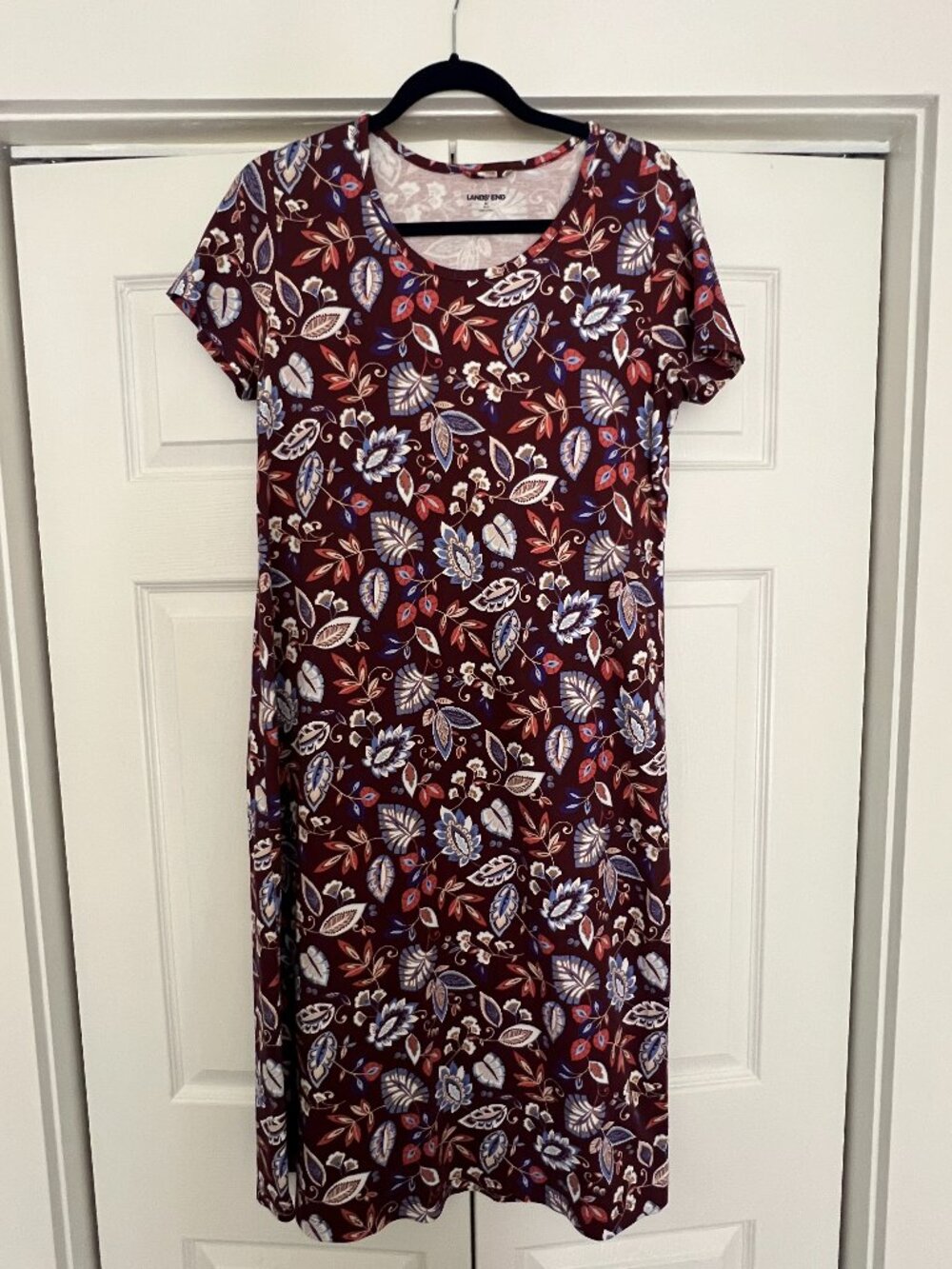 Lands' End Women's Dress Medium Midi Short Sleeve Pullover